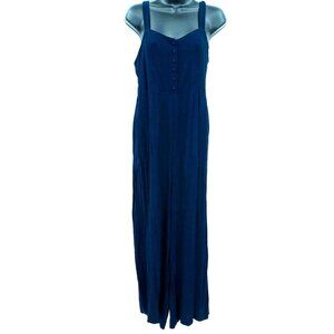 Madewell Jumpsuit Women 4 Blue Sweetheart Neckline Buttons Back Elastic Pockets‎